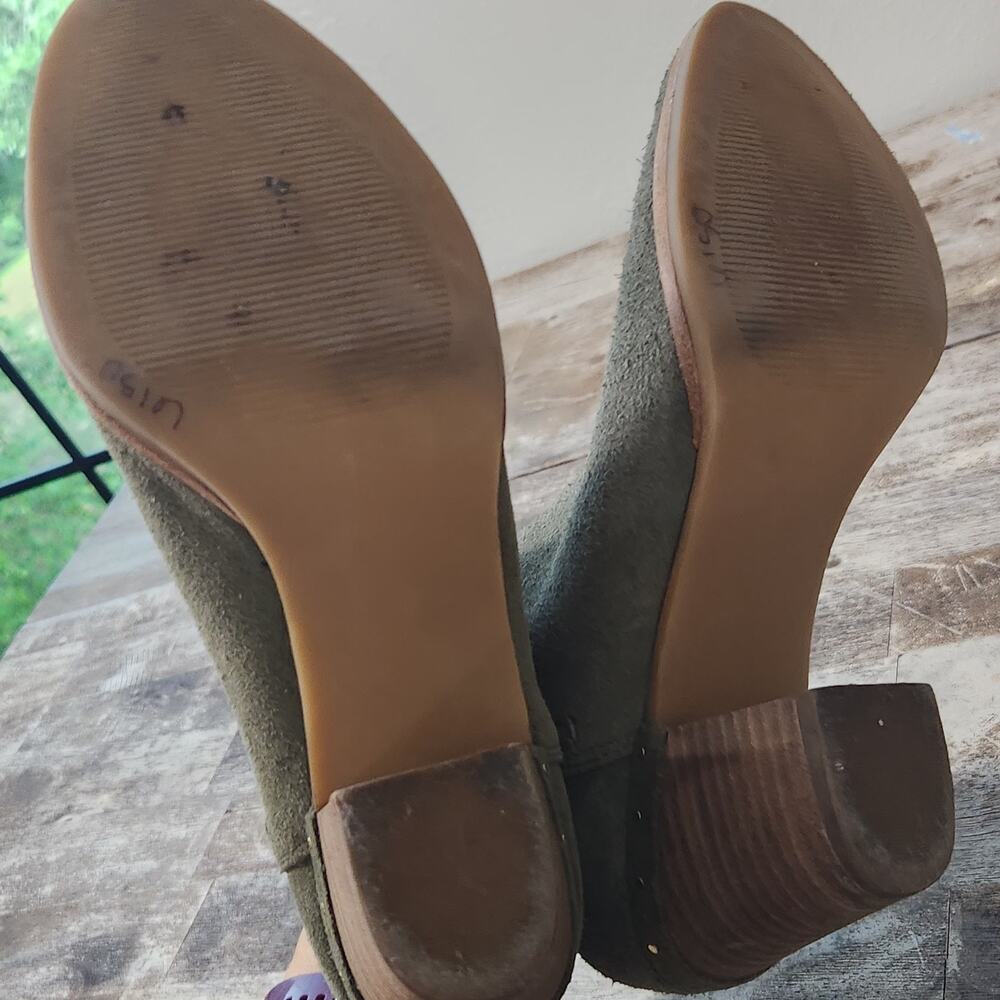 Steve Madden Womens 8.5 Leather Suede Ankle Boots Green Western Block Heel - Picture 9 of 10